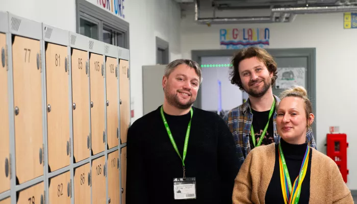 Pre-16 Prevention team pictured standing in school corridor against lockers