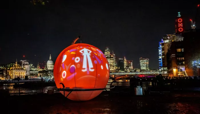 Centrepoint Snow globe installation at Southbank London