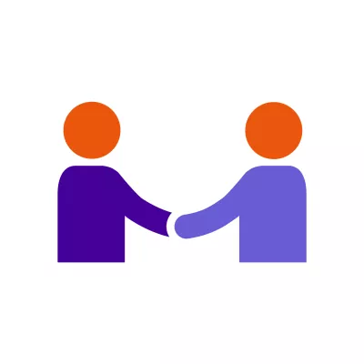 An illustration of two people shaking hands