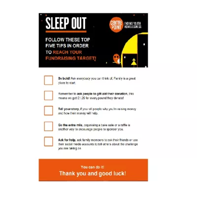 Sleep Out fundraising tips